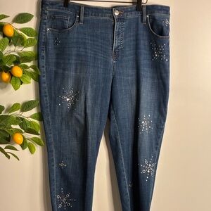 Chico's Blue Ankle Jeans with Embellishments